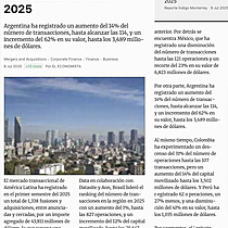 Fusiones y adquisiciones crecen 7% en Amrica Latina. Mxico registra disminucin en el ao 2025